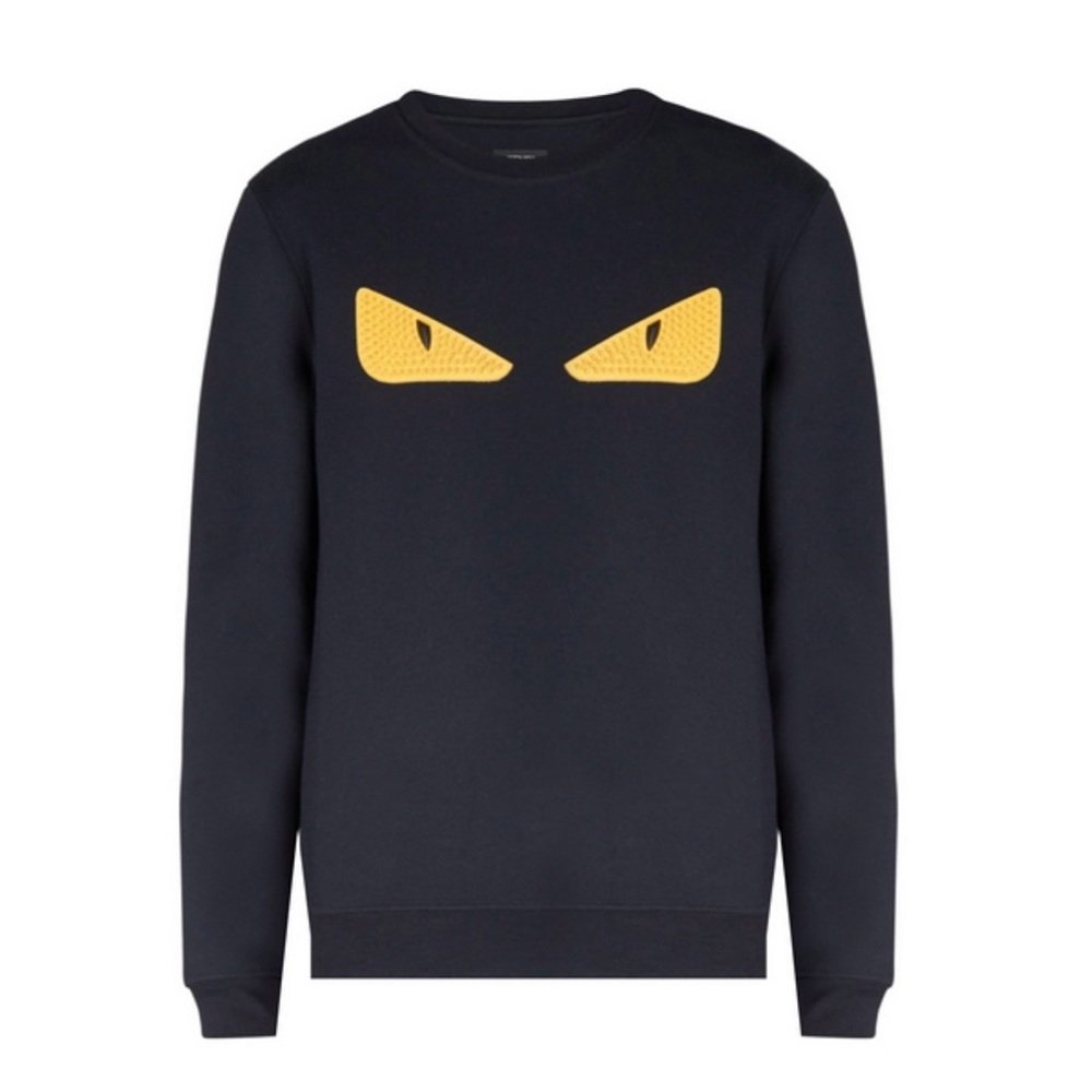 Fendi Men's Black Sweater with Monster Eyes Authentic & NWT